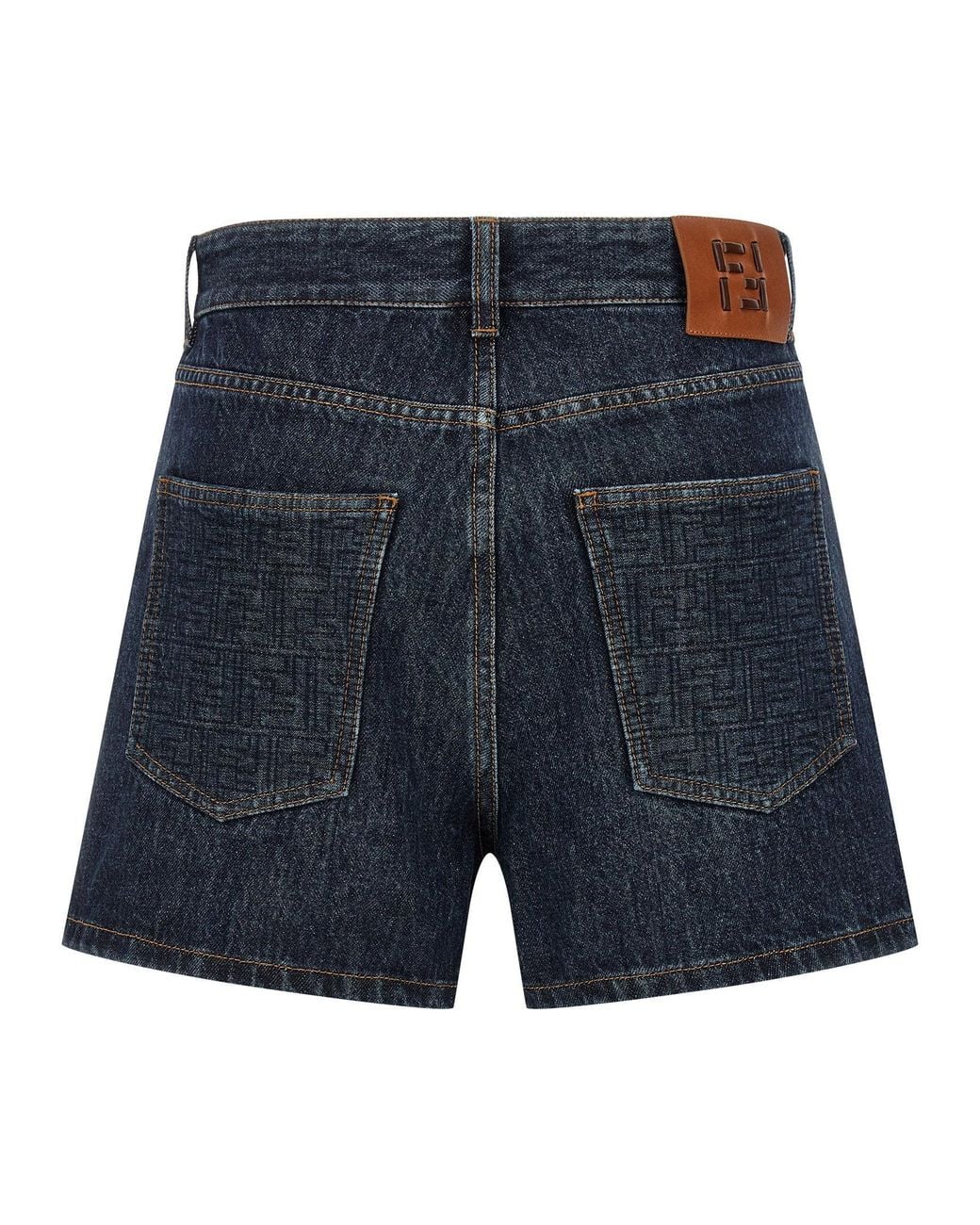 Fendi Blue Ff Padded Denim Shorts