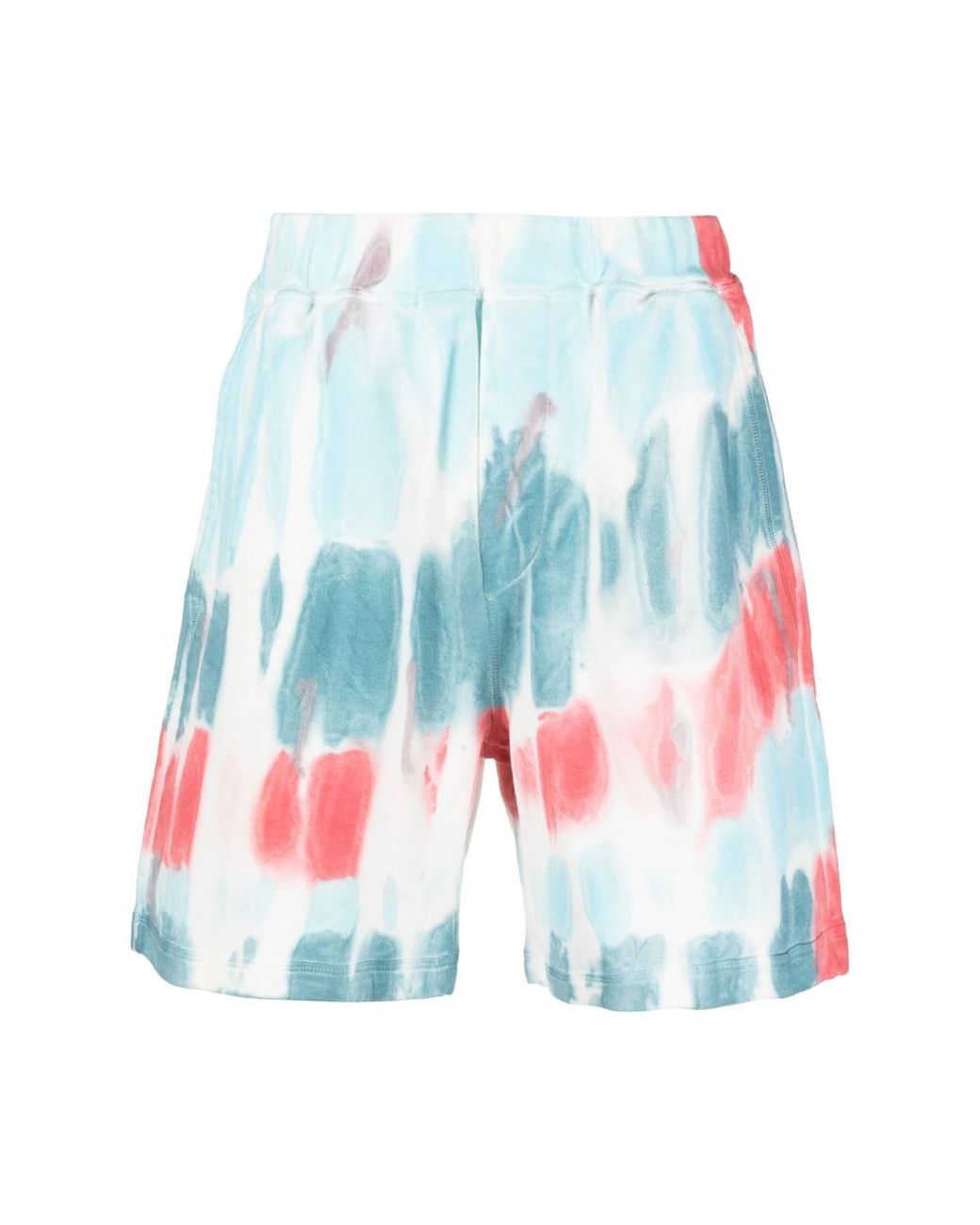 DSquared² White Tie Dye Distressed Relax Fit Shorts for men