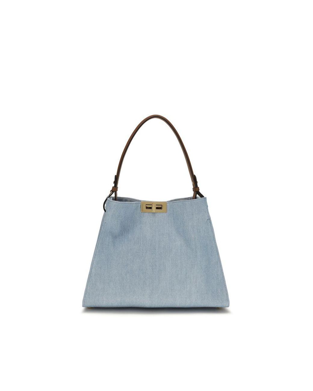 Fendi Blue Cotton Handbag Bag