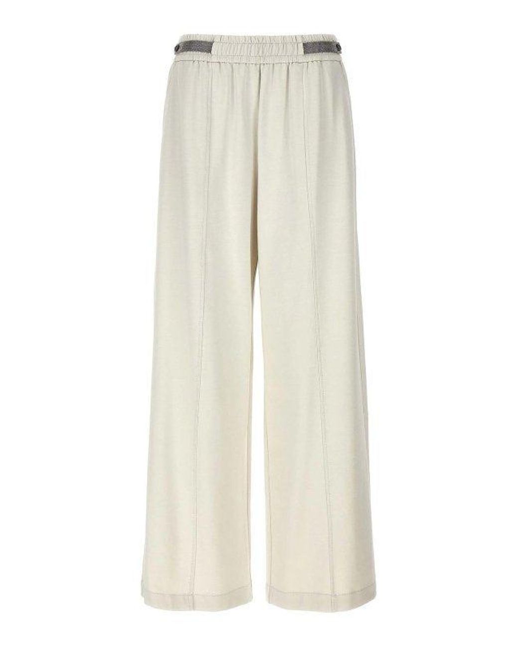 Brunello Cucinelli Natural Off Relaxed Cotton Trousers