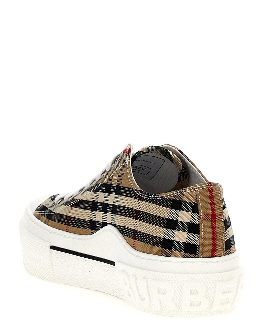 Burberry Check Canvas Sneaker in White | Lyst
