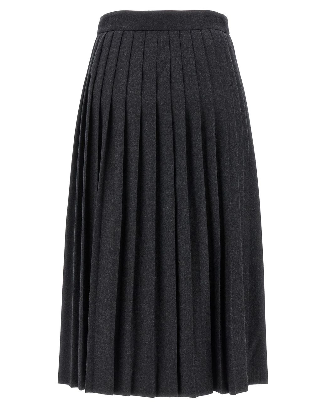 Prada Black Prada Pleated Virgin Wool Skirt