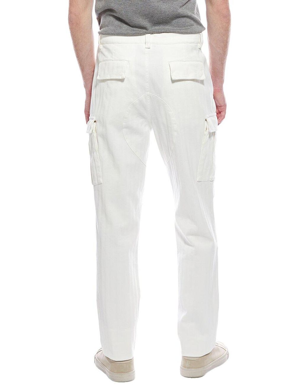 Brunello Cucinelli White Snow Cotton Cargo Pants for men