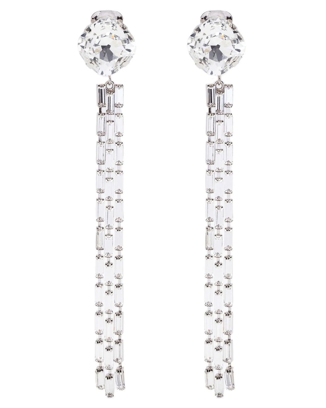 Alessandra Rich White Fringed Earrings
