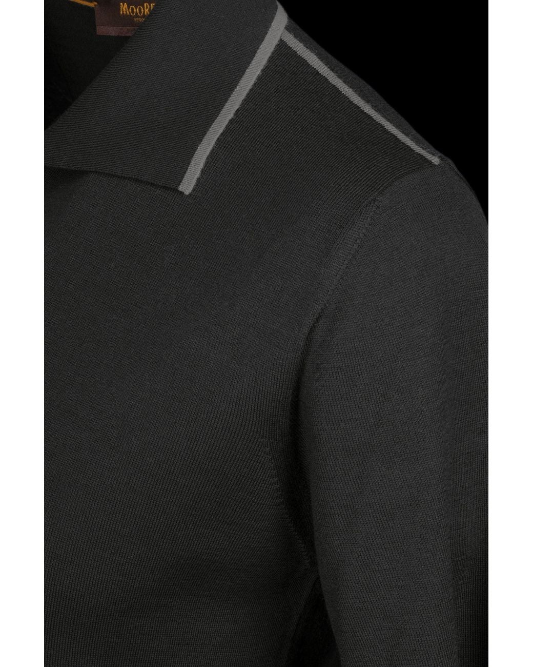 Moorer Black Contrast Collar Sweater for men