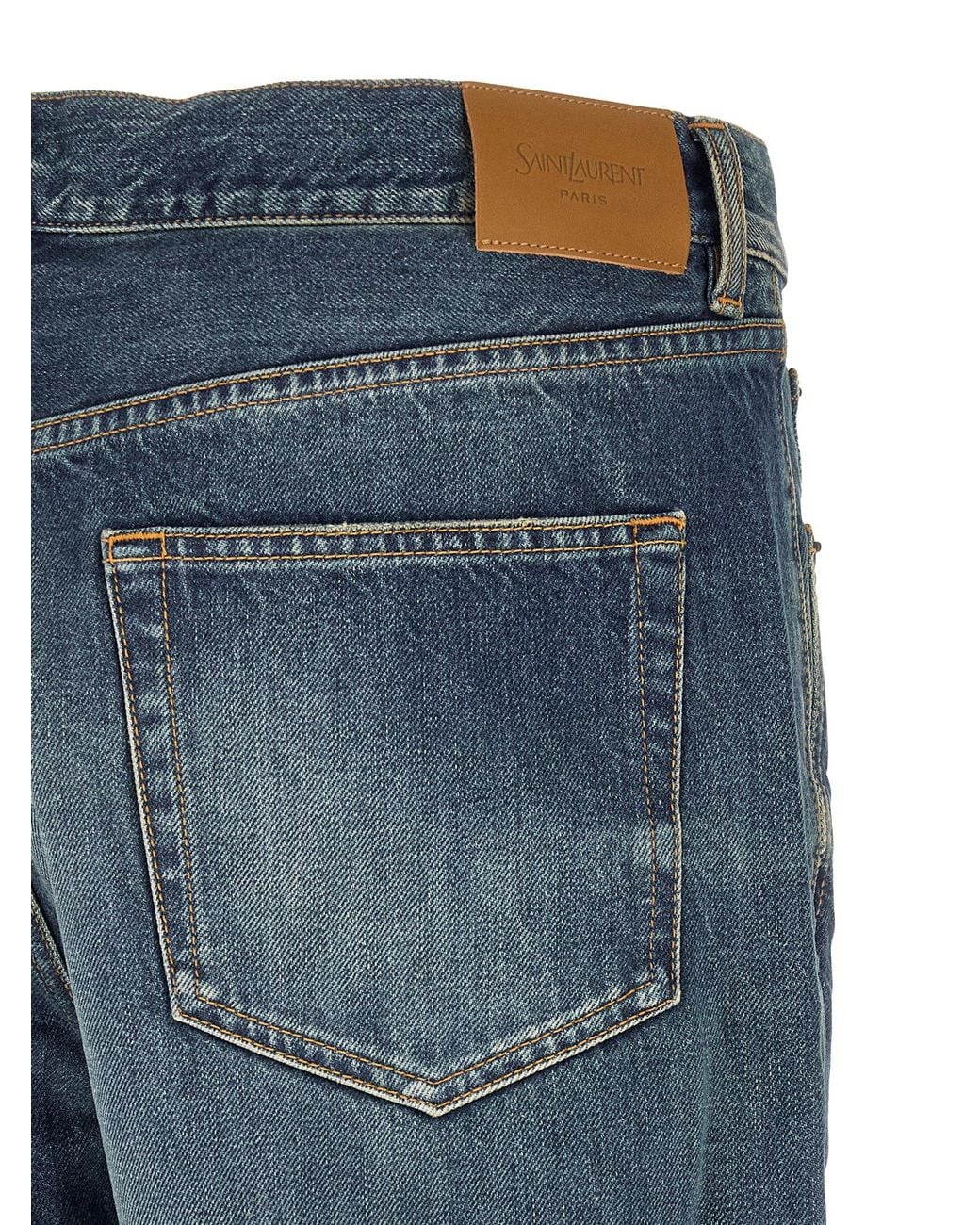 Saint Laurent Blue Cotton Straight-Leg Jeans Clothing for men