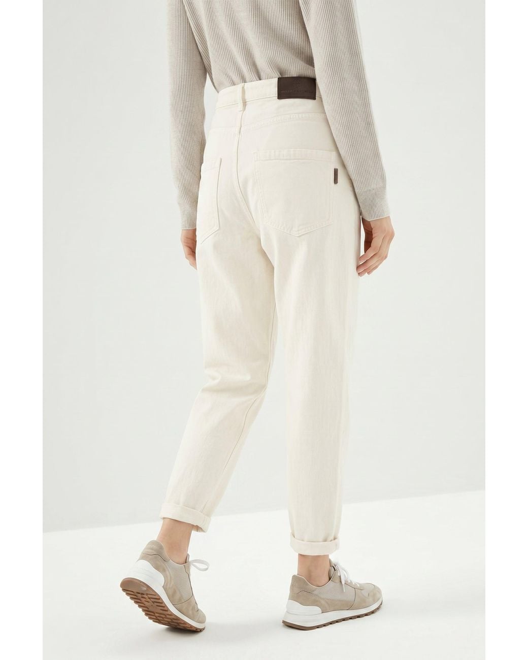Brunello Cucinelli Natural Relaxed Cotton Trousers
