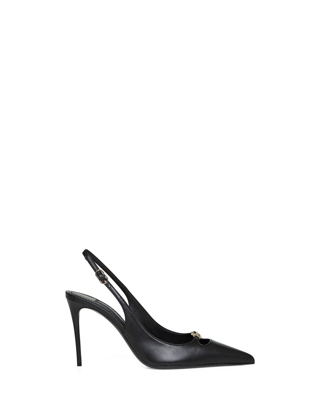 Dolce & Gabbana Black Silky Nappa Leather Lollo Slingback Pumps