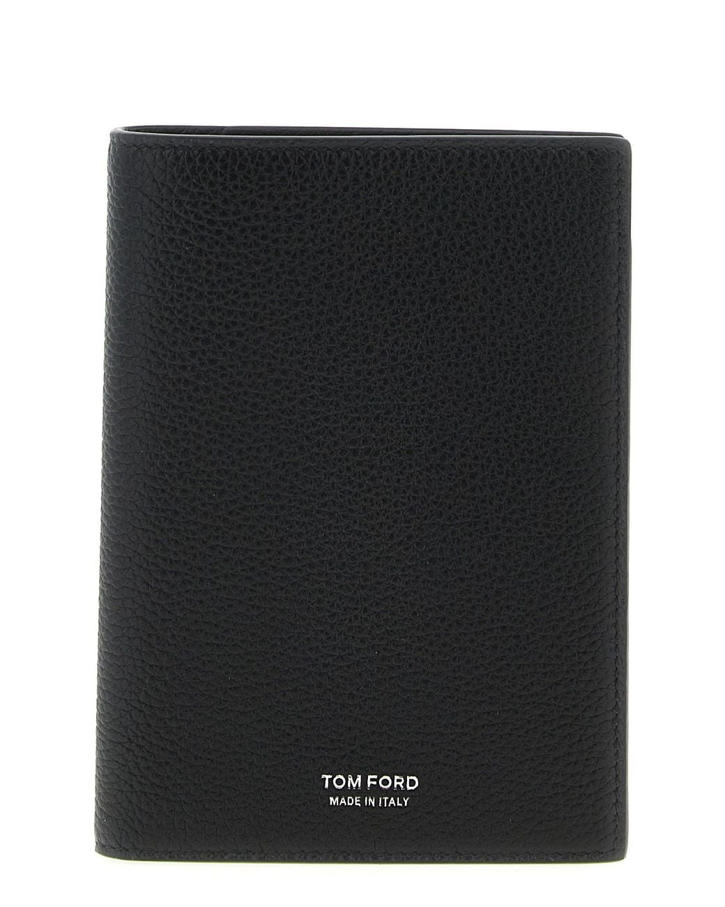 Tom Ford Black Hammered Leather Passport Holder