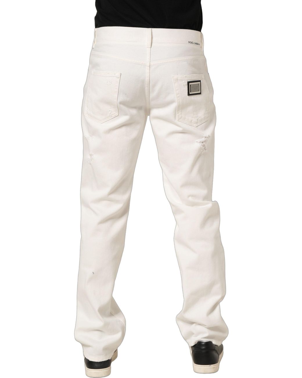 Dolce & Gabbana Natural Cotton Distressed Straight Denim Jeans Clothing for men