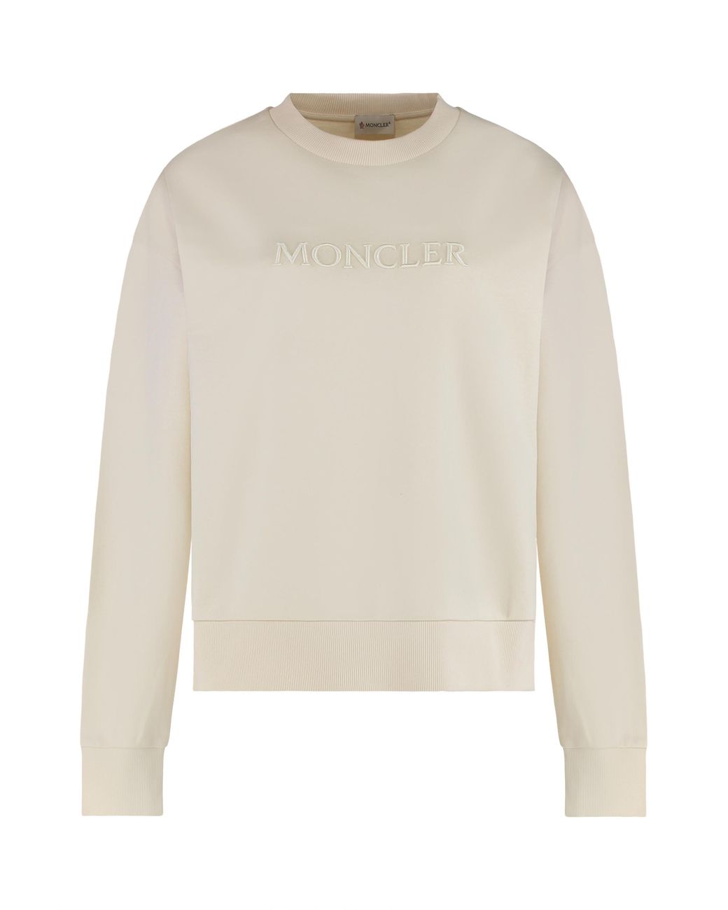 Moncler White Hoodie With Embroidered Logo Cotton Sweatshirts