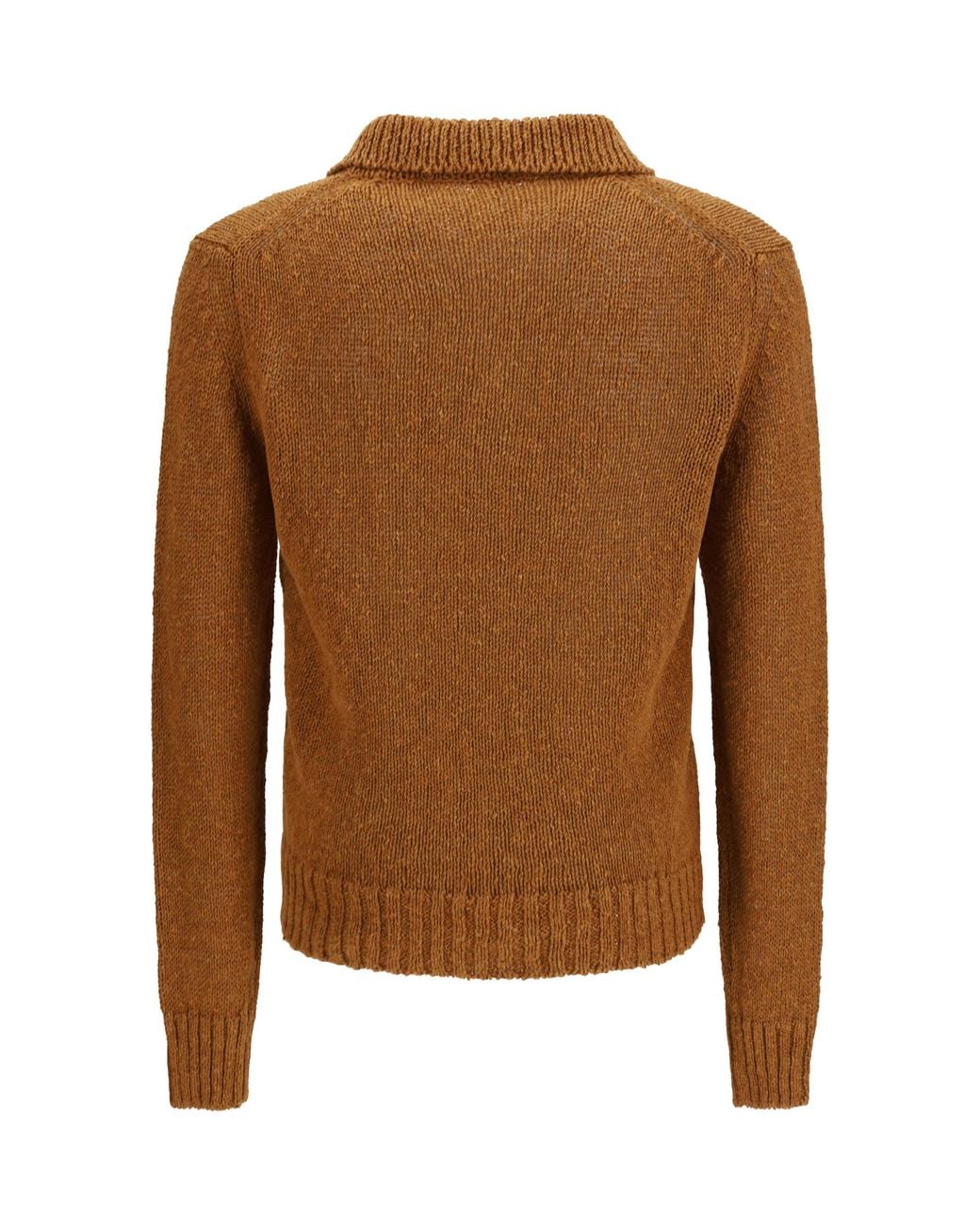 sunflower Brown Buttoned Polo Cotton; Linen; Polyester Shirts for men