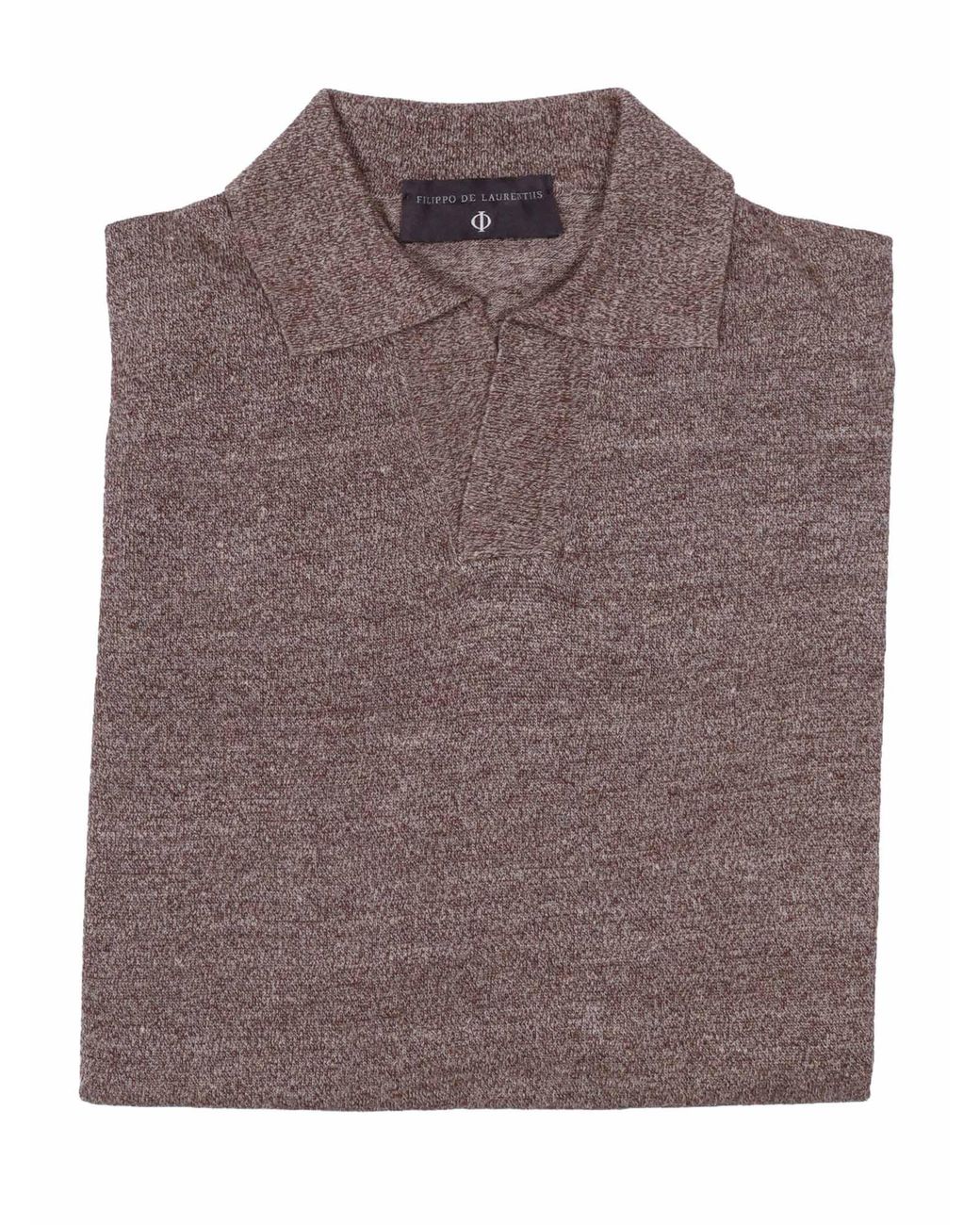 PHI FDL Brown Short Sleeve Skipper Polo Linen Cotton Sleeves for men