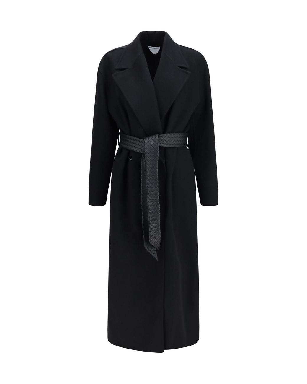 Bottega Veneta Black Long Wool And Cashmere Coat Merino