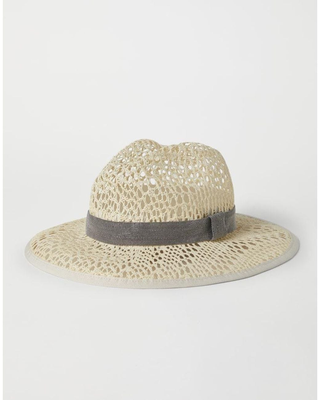 Brunello Cucinelli White Openwork Woven Hat