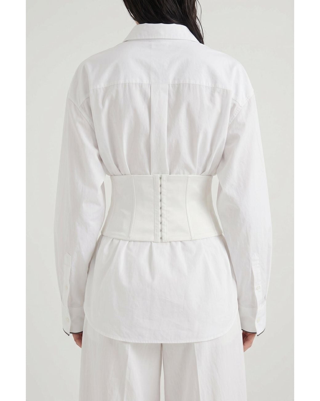 Brunello Cucinelli White Natural Silk Structured Corset Belt Accessories & Slg