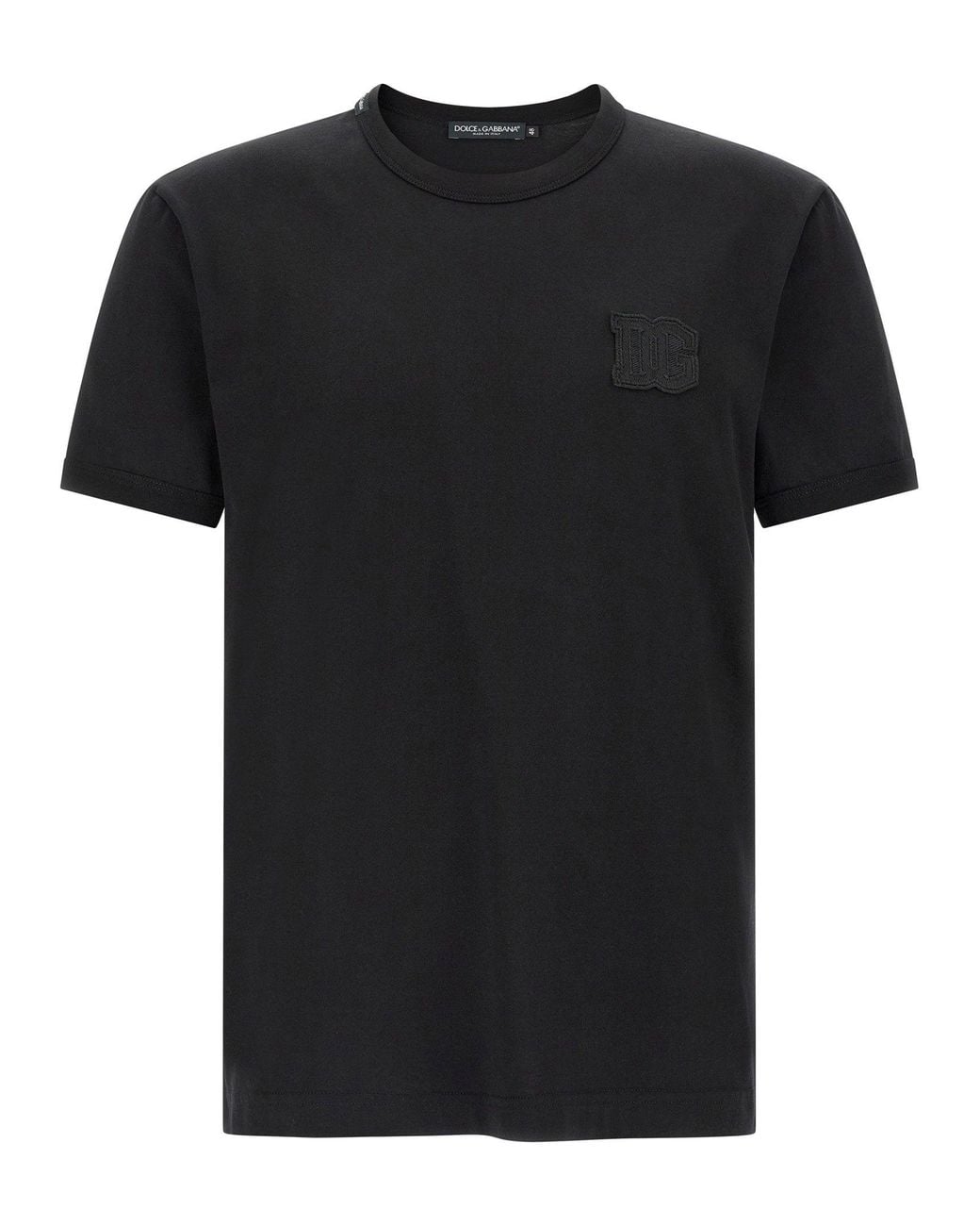 Dolce & Gabbana Black Dolce & Gabbana Logo-Patch Crew Neck T-Shirt for men