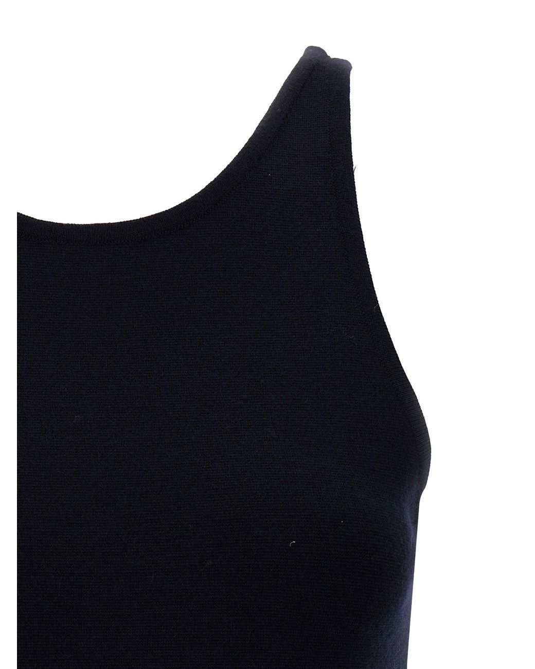 Max Mara Black Stretch Wool Knit Tank Top