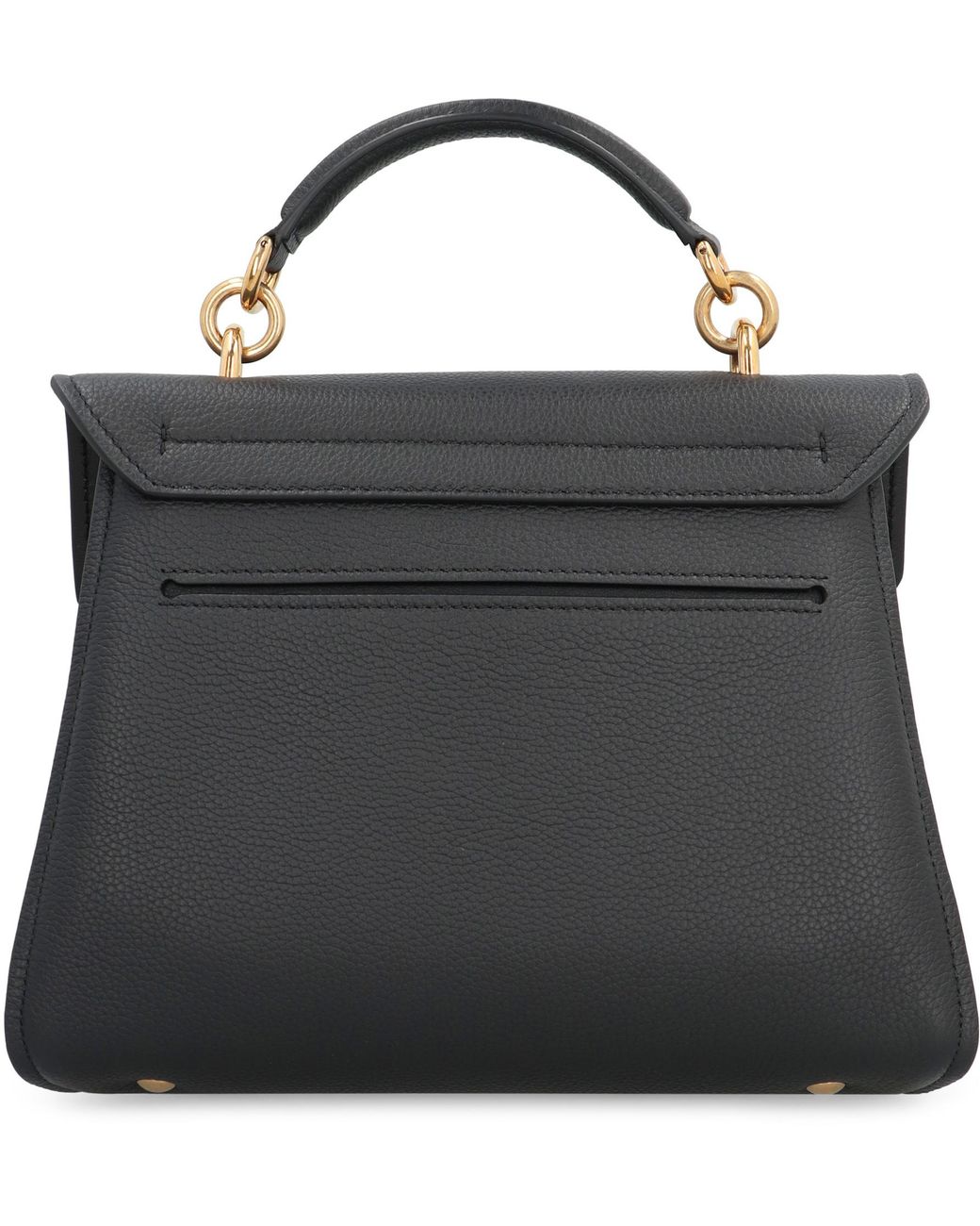 Ferragamo Black Gancini Pebbled Leather Handbag