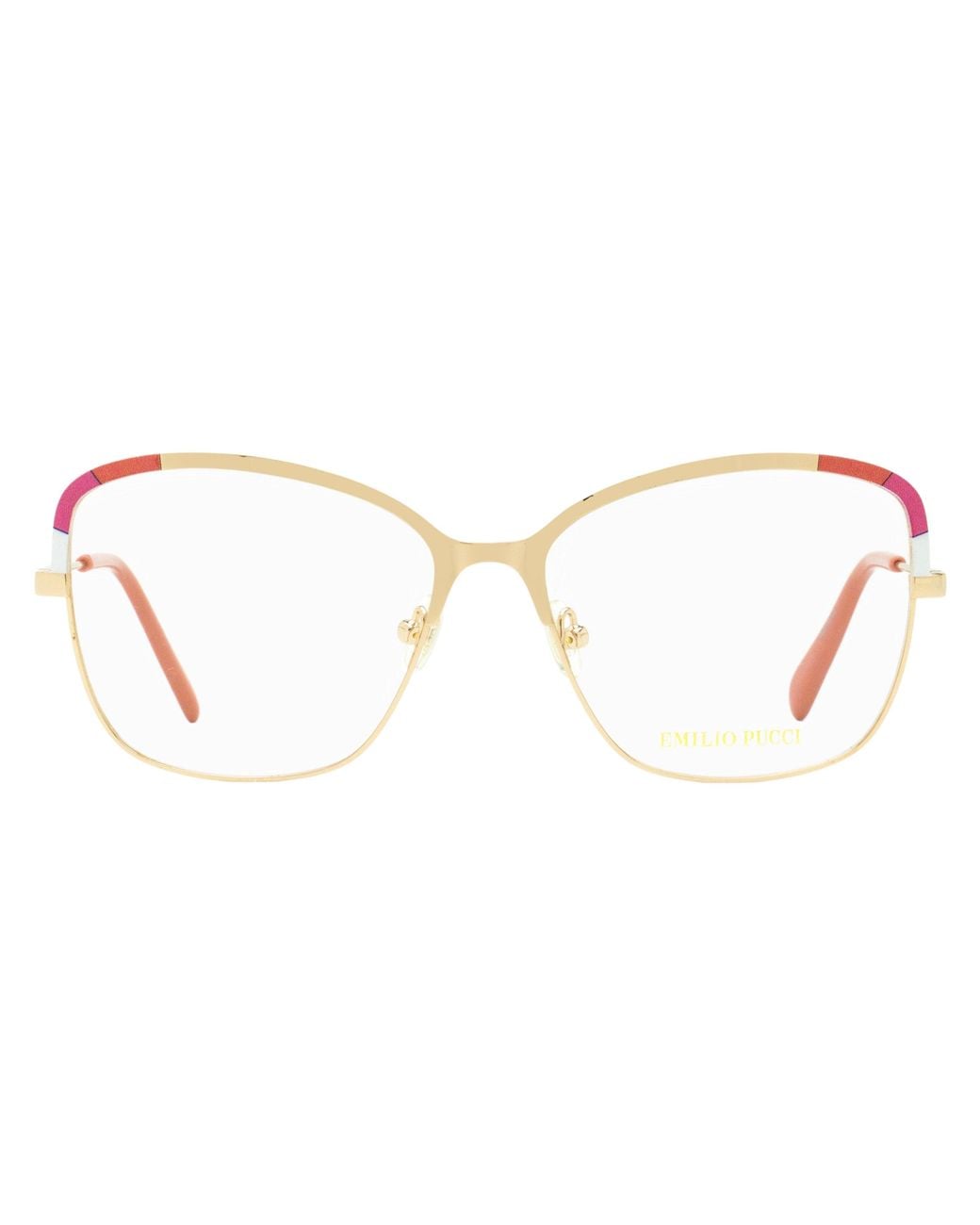 Emilio Pucci Black Pucci Block Eyeglasses Ep5202 028-Rose 55Mm Metal/Plastic (Acetate)