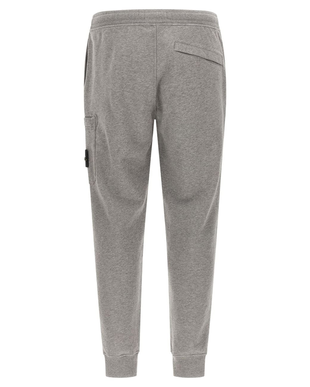 Stone Island Gray Stone Island Garment-Washed Cotton Joggers for men
