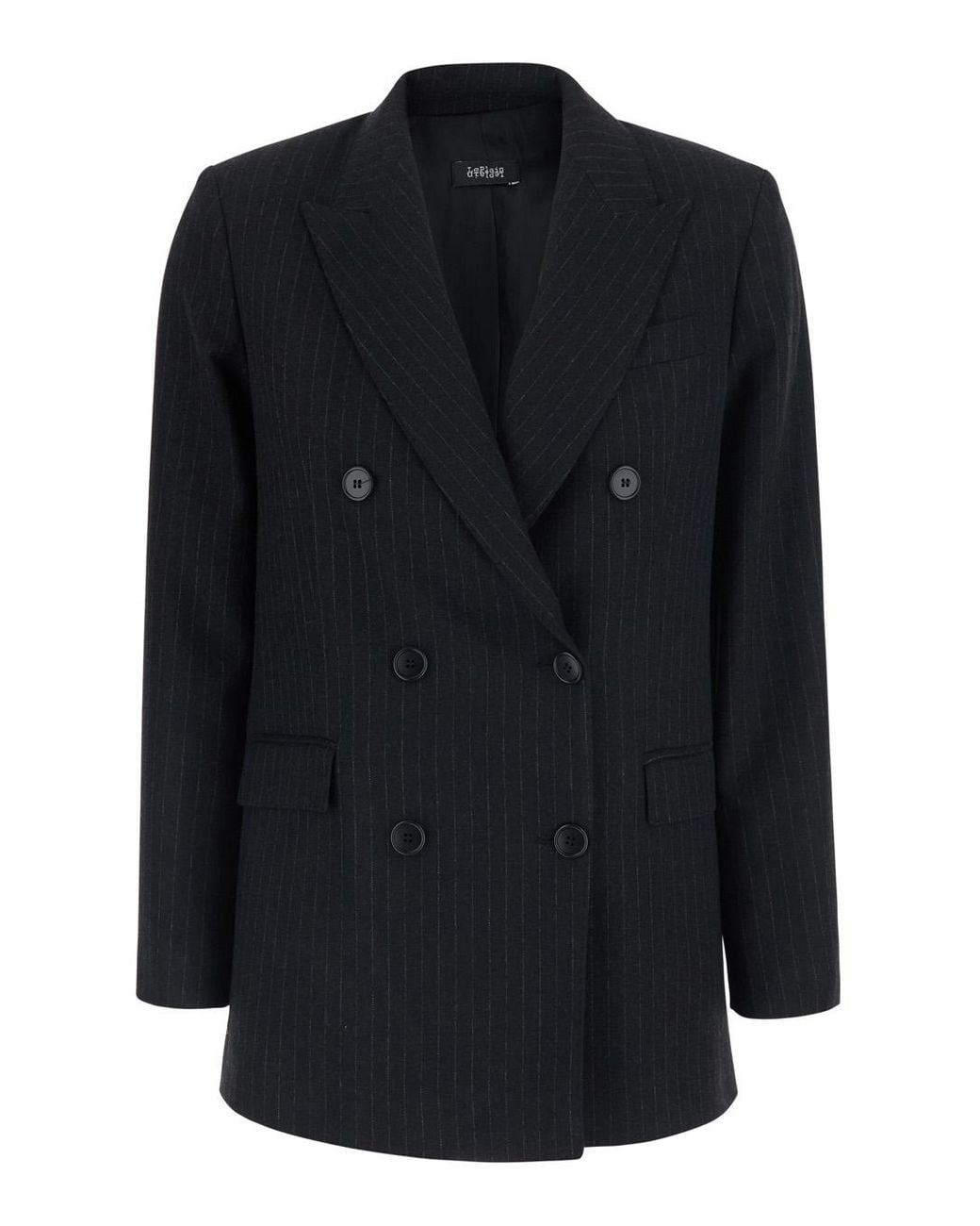 Le Plain Black Pinstripe Double-Breasted Blazer Blazers