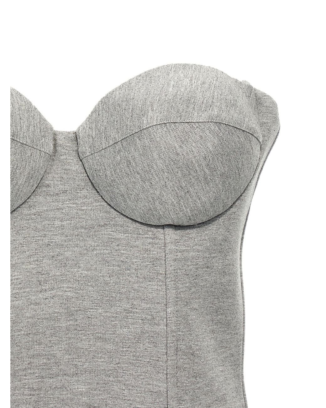GIUSEPPE DI MORABITO Gray Top Cropped Bustier Viscose Polyamide Elastane Tops