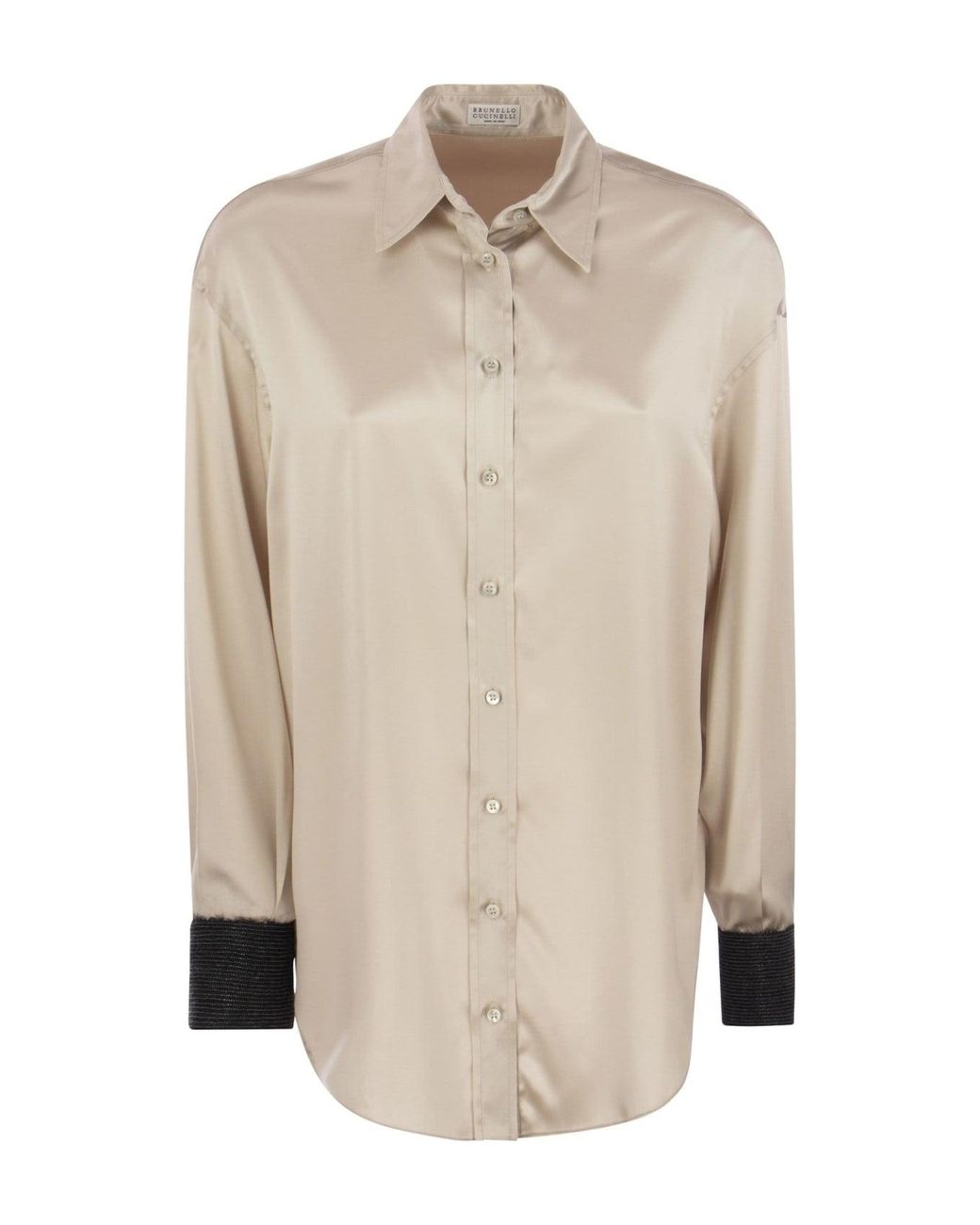 Brunello Cucinelli Natural Beige Silk Shirt