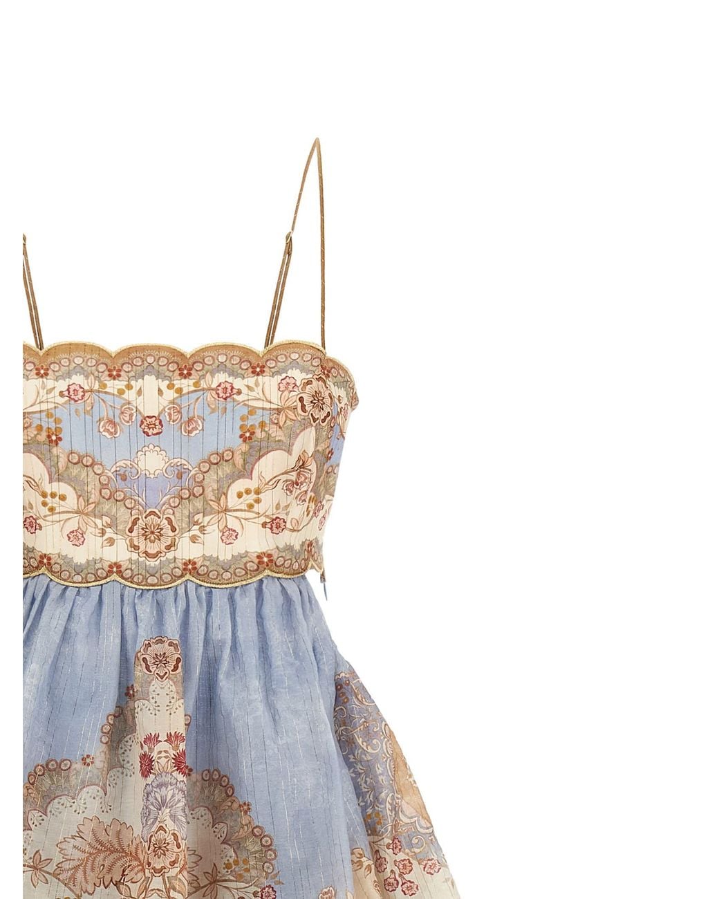Zimmermann Blue Patterned Dress With Lurex Thread