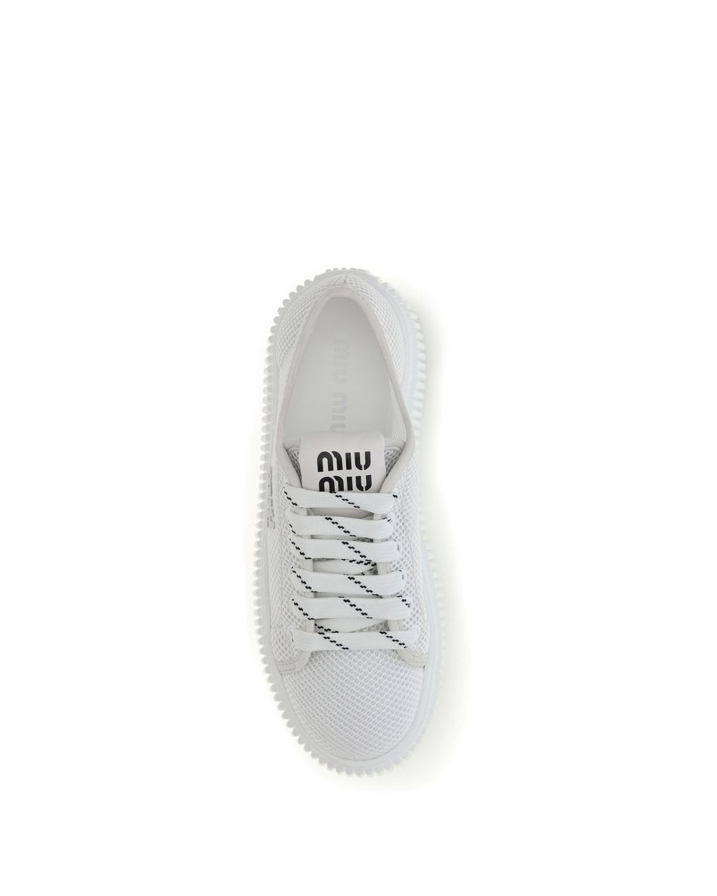 Miu Miu White Platform Sneakers Upper: Polyamide Lace-Up Shoes