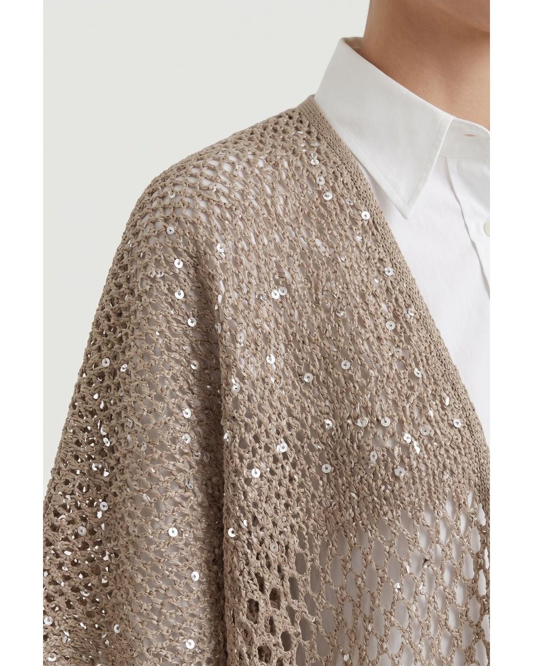 Brunello Cucinelli Natural Light Open Knit Sweater