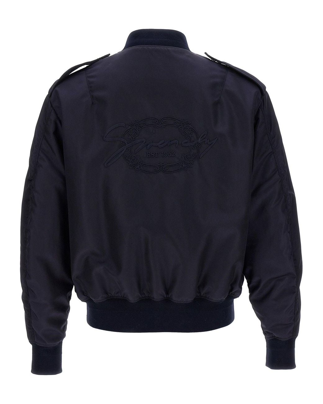 Givenchy Blue Nylon Bomber With Logo Embroidery Bomber Jacket