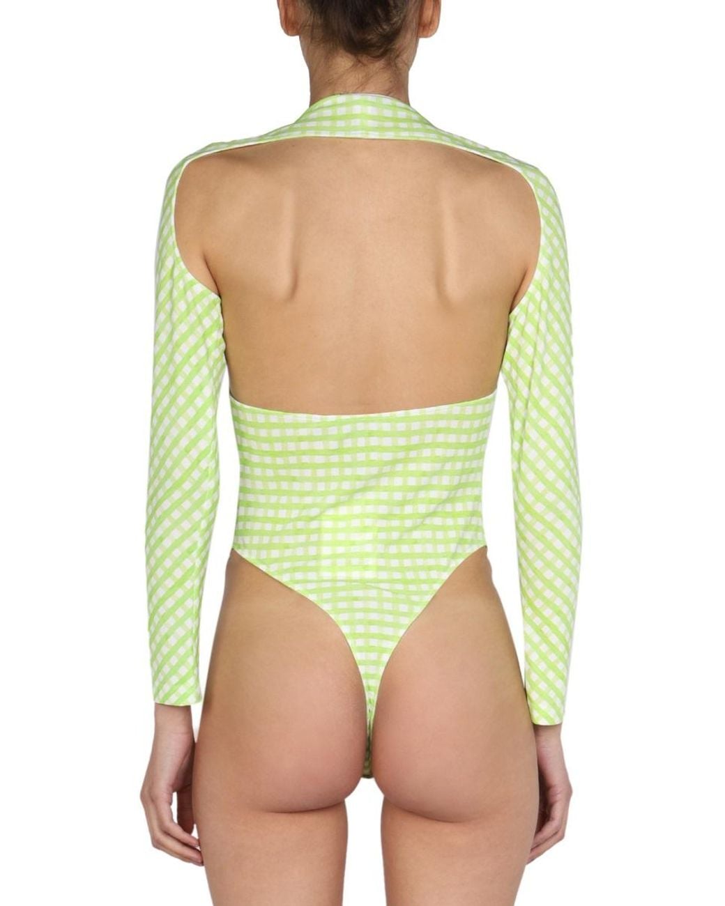 Jacquemus Green Knots Bodysuit With American Neckline Viscose Tops
