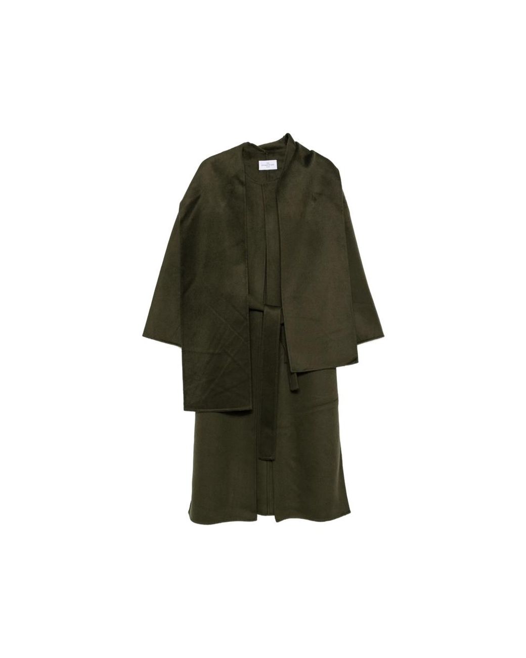 The Dynamis Studio Green Scarf-Detail Belted Coat