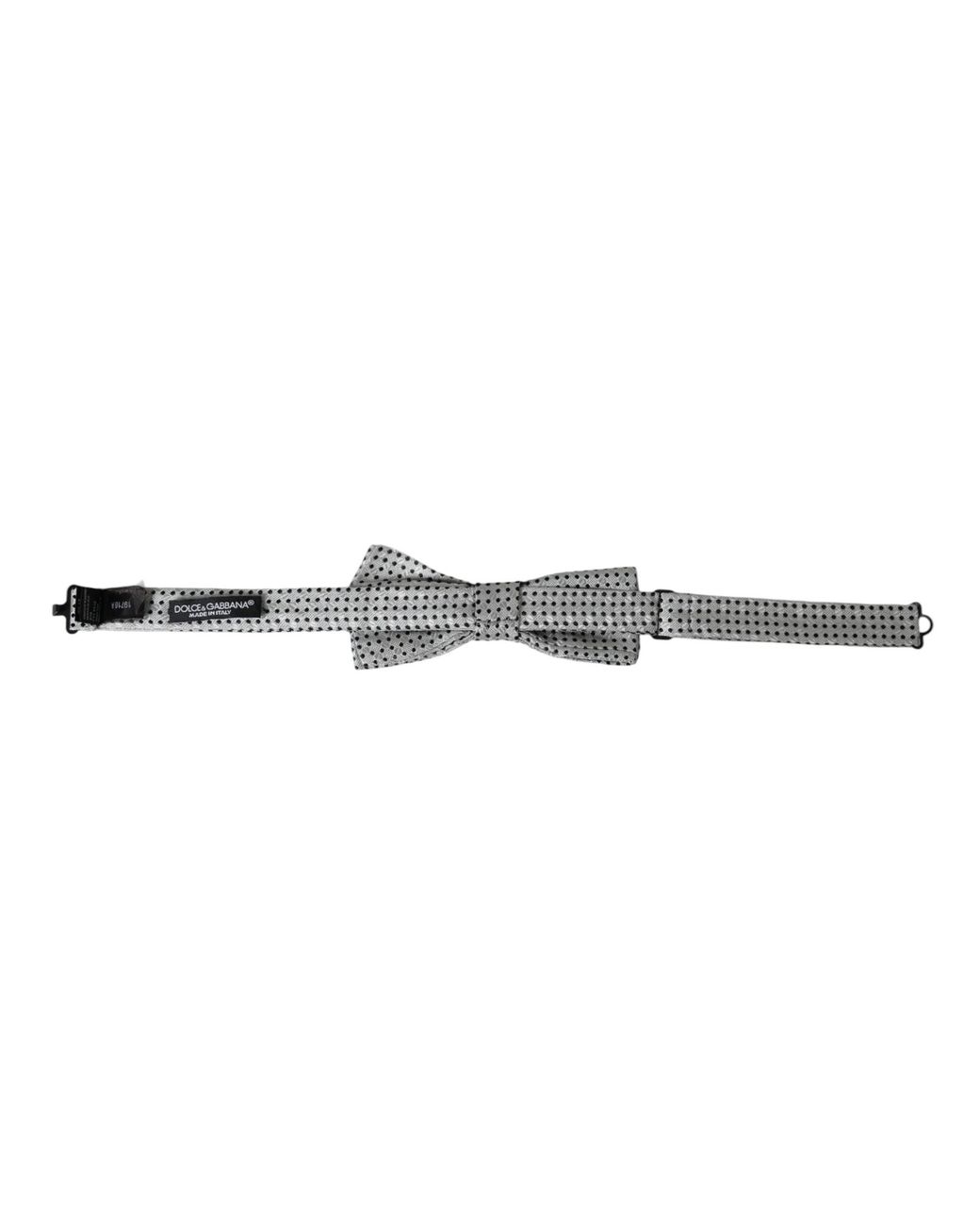 Dolce & Gabbana White Silk Polka Dot Adjustable Neck Papillon Bow Tie for men