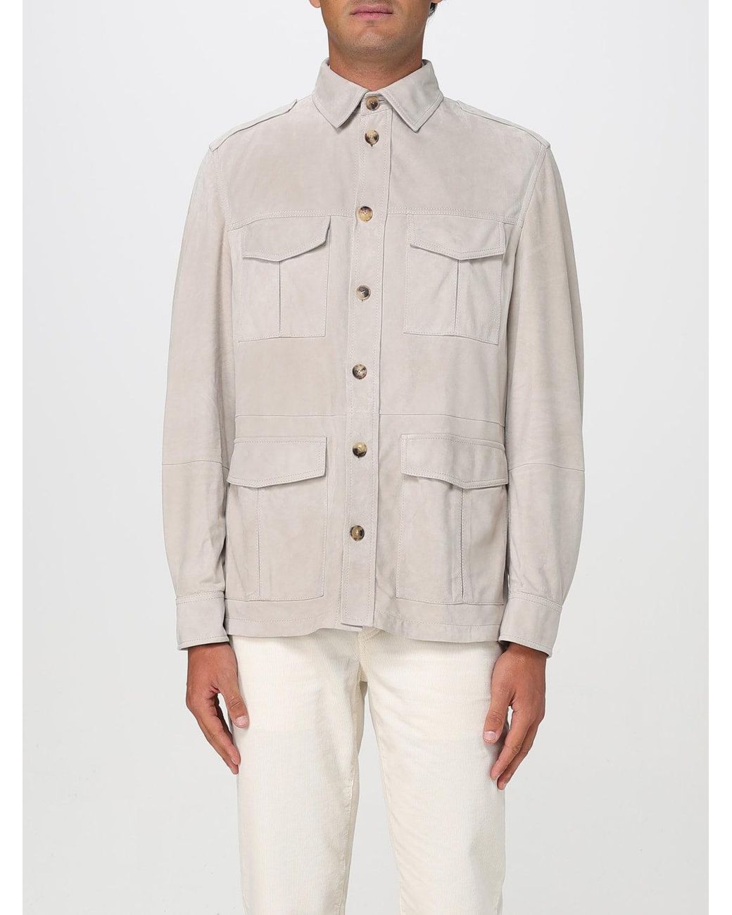 Brunello Cucinelli Natural Light Suede Jacket for men