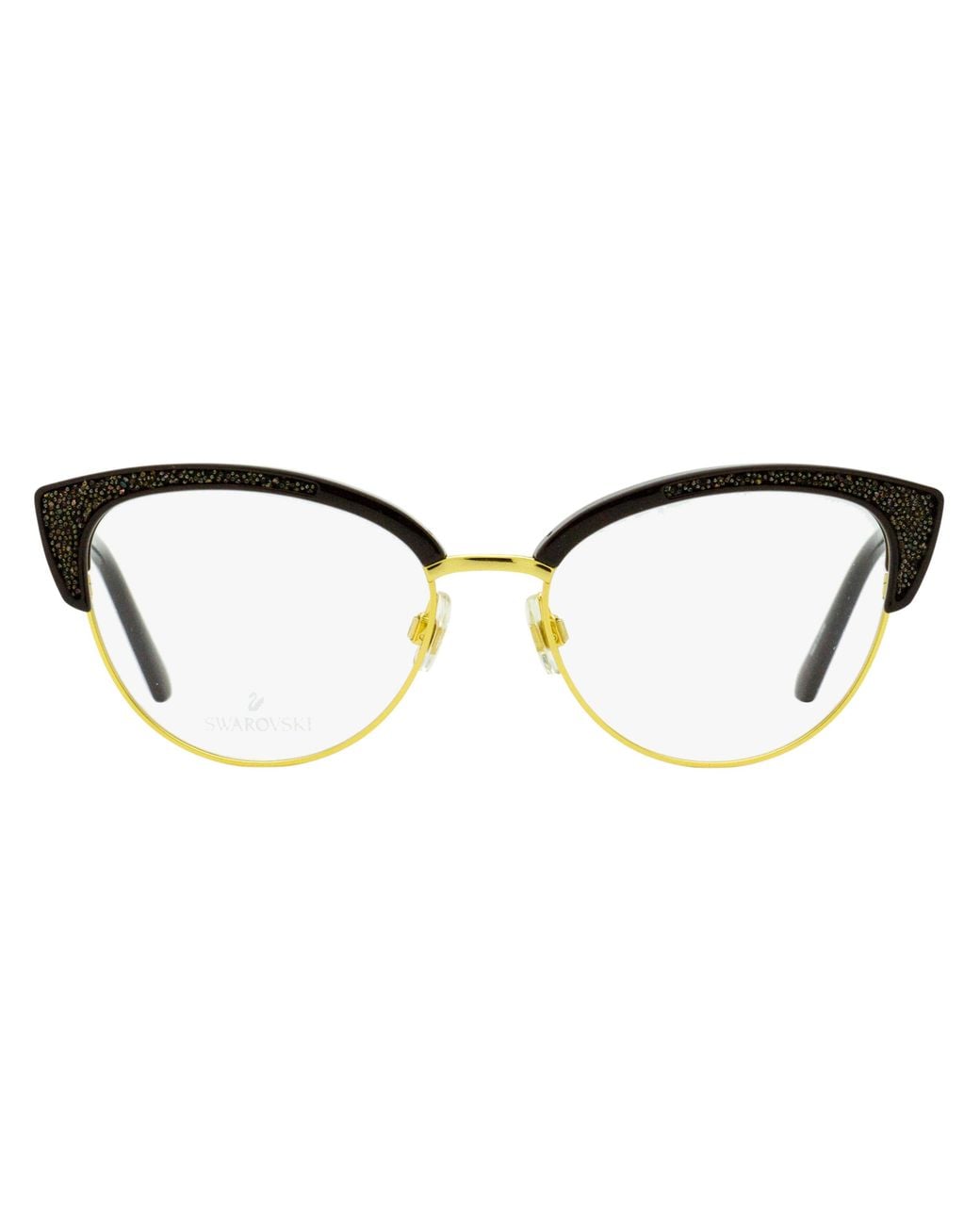 Swarovski Black Brow Line Eyeglasses Sk5363 048 Deep-Dark 53Mm/Dark Metal/Plastic (Injected)