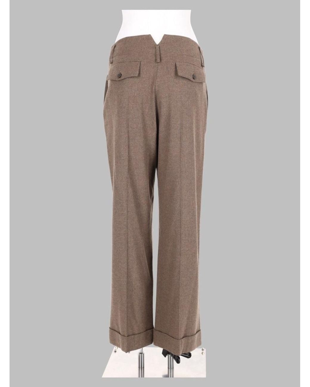 Alysi Brown Wide-Leg Tailored Trousers Virgin Wool