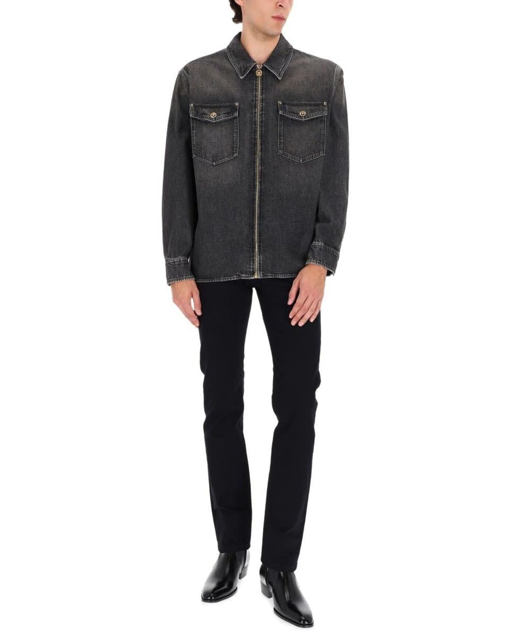 Versace Gray Denim Jacket for men
