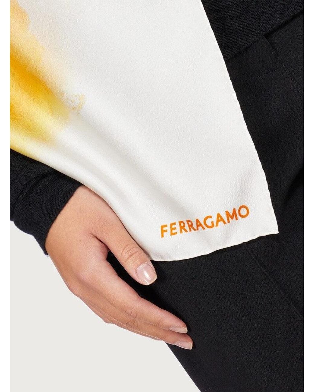 Ferragamo Orange Silk Square Scarf Accessories & Slg