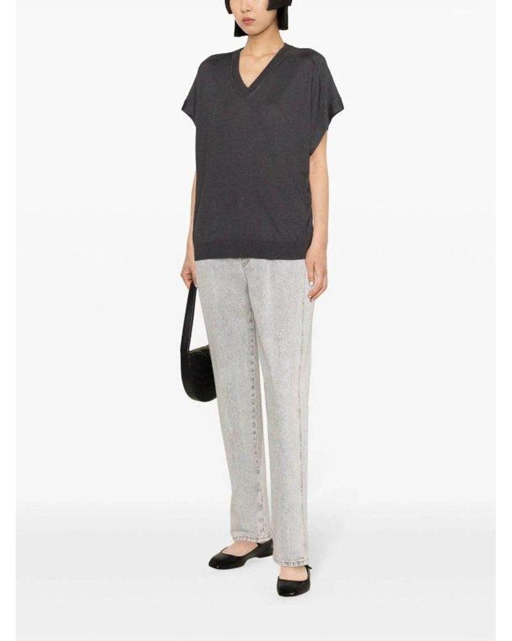 Brunello Cucinelli Black Charcoal Wool Silk Shirt