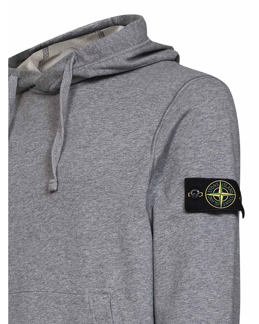 Stone Island Gray Mélange Mélange Organic Cotton Hoodie for men