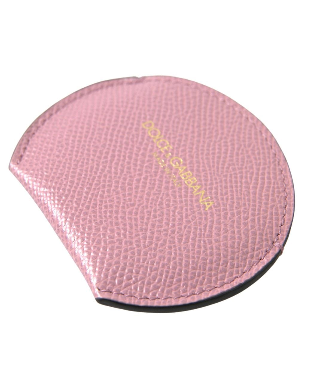 Dolce & Gabbana Pink Elegant Leather Hand Mirror Holder