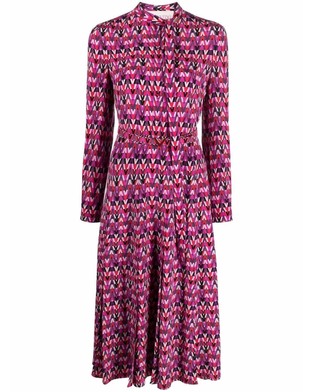 Valentino Purple Optical Print Shirtdress Clothing