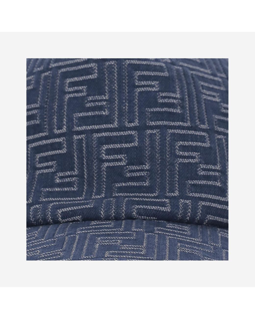 Fendi Blue Cotton Baseball Hat With Ff Pattern for men