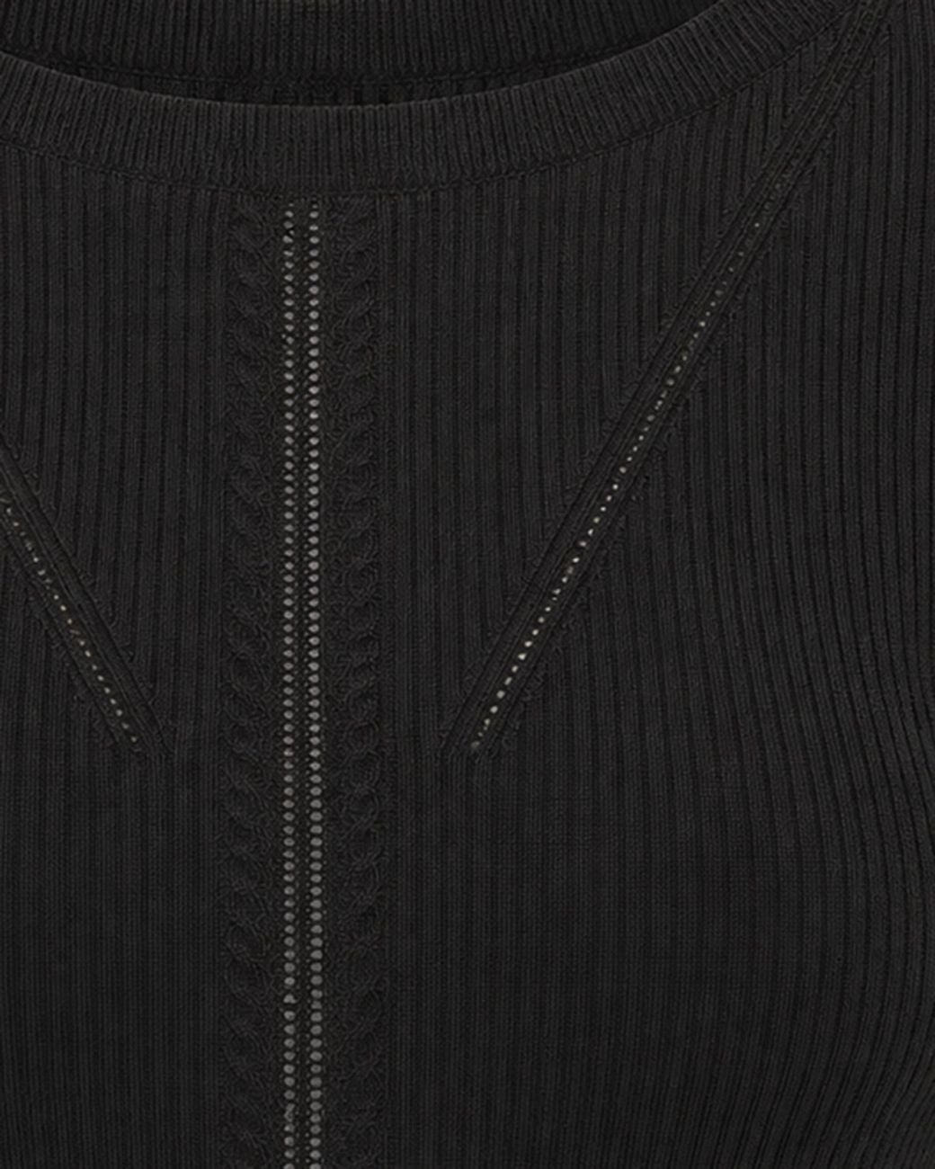Liu Jo Black Ribbed Ruffle Knit Top Wool Sweater
