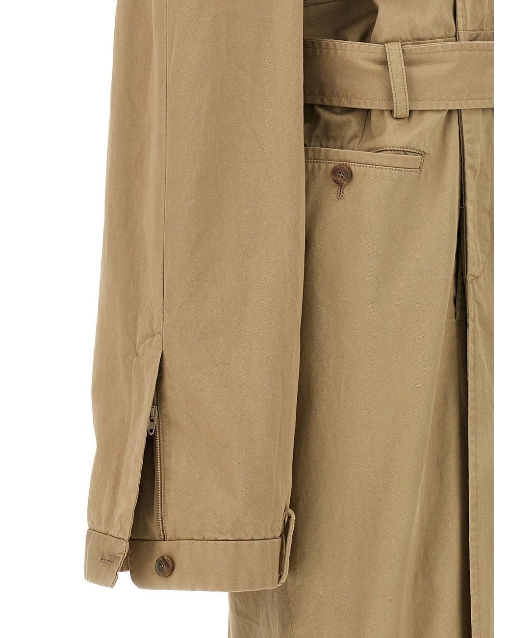 Balenciaga Natural Deconstructed Cotton Twill Trench Coat