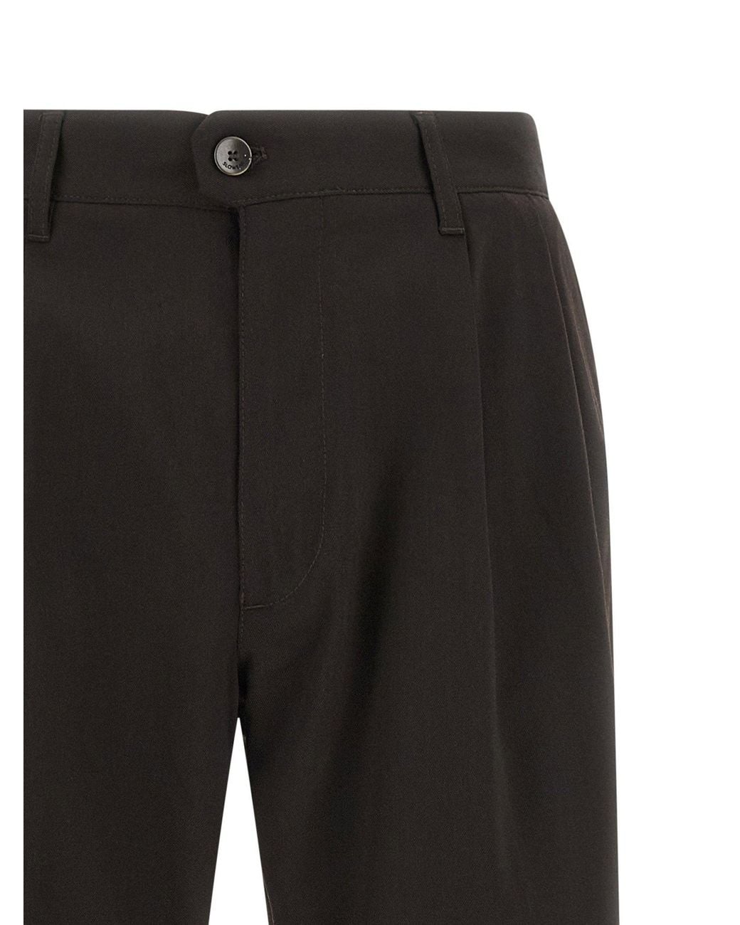 Incotex Black Pleated Wool-Blend Trousers for men