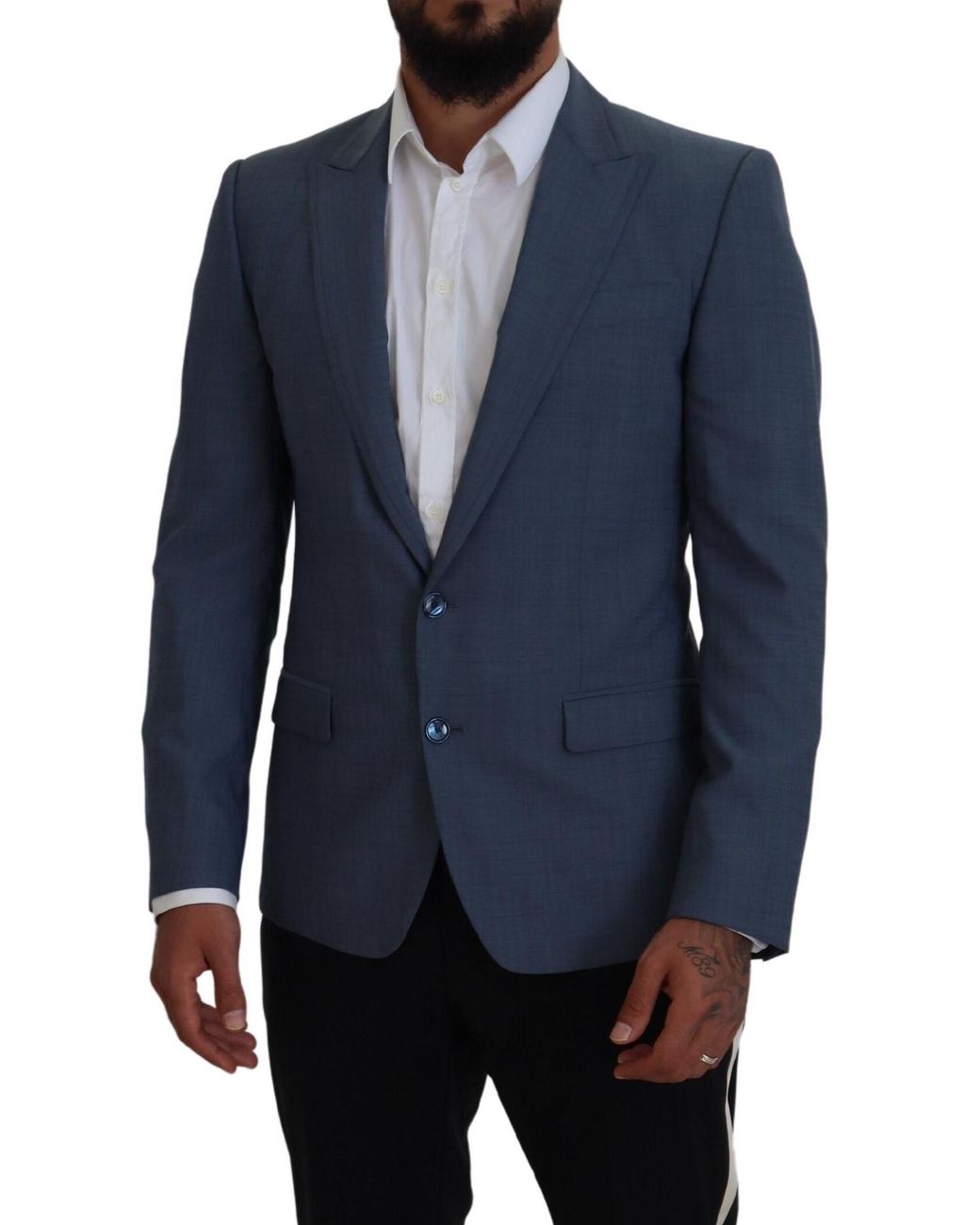 Dolce & Gabbana Blue Wool Stretch Slim Fit Jacket Blazer Clothing for men