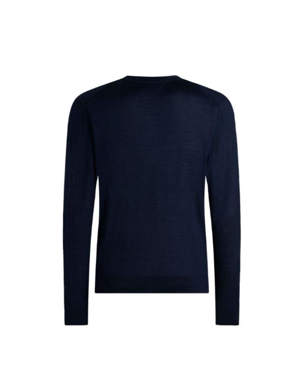 Etro Blue Wool And Silk Sweater With Micro-Paisley Trim And Logo Embroidery for men